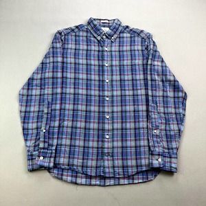 Taylor Stitch Dress Shirt Mens 38 Small Blue Plaid Button Up Long Sleeve USA